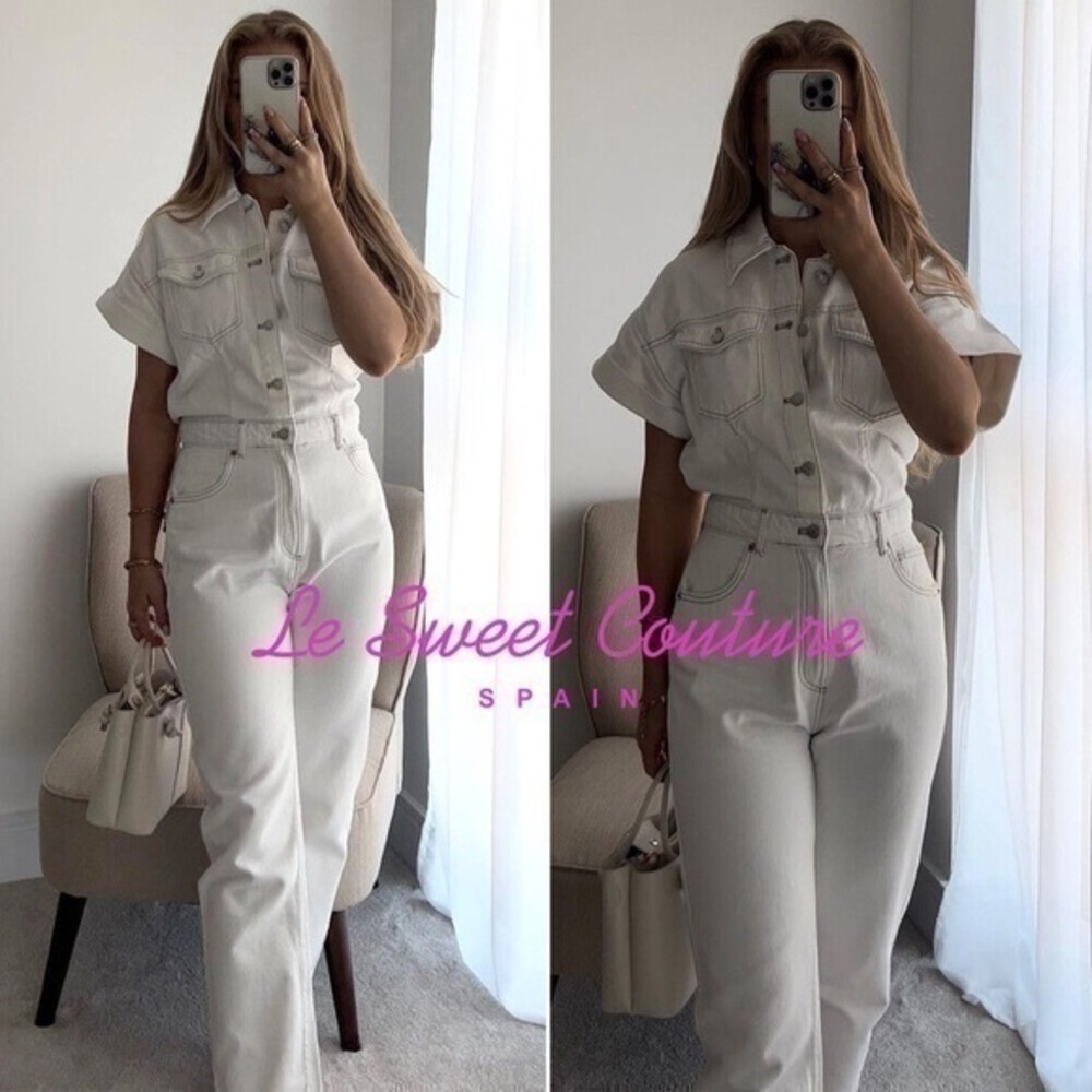 Zara long denim lapel collar jumpsuit 8197 217 - Picture 9 of 16